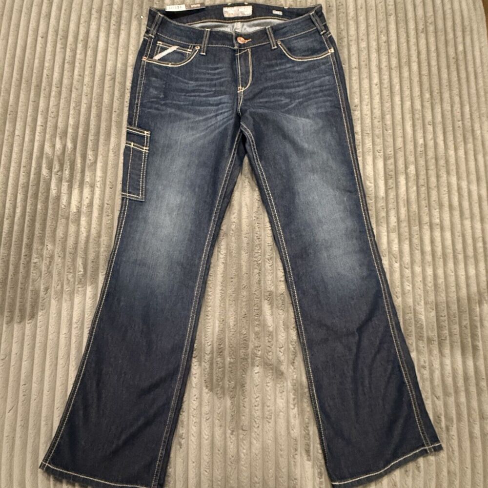 Ariat Rebar Durastretch Work Denim Jeans Mid-Rise  Cargo Boot Cut Women’s 31R